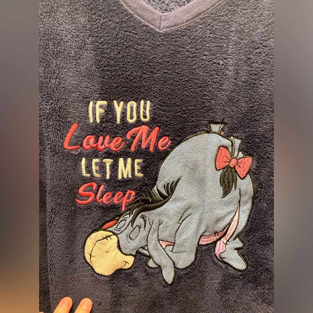 Eeyore Pajama Top "If You Love Me Let Me Sleep" Fleece Top